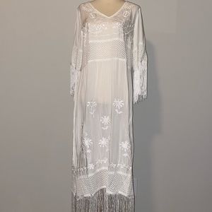 NWOT White Fringe Dress